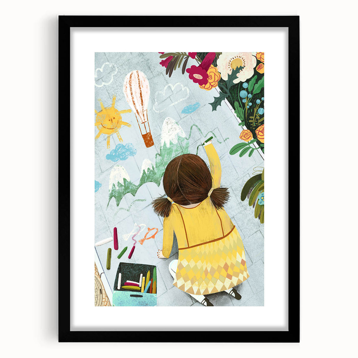 Chalk Drawing Girl Art for Kids - Personalized Kids Art