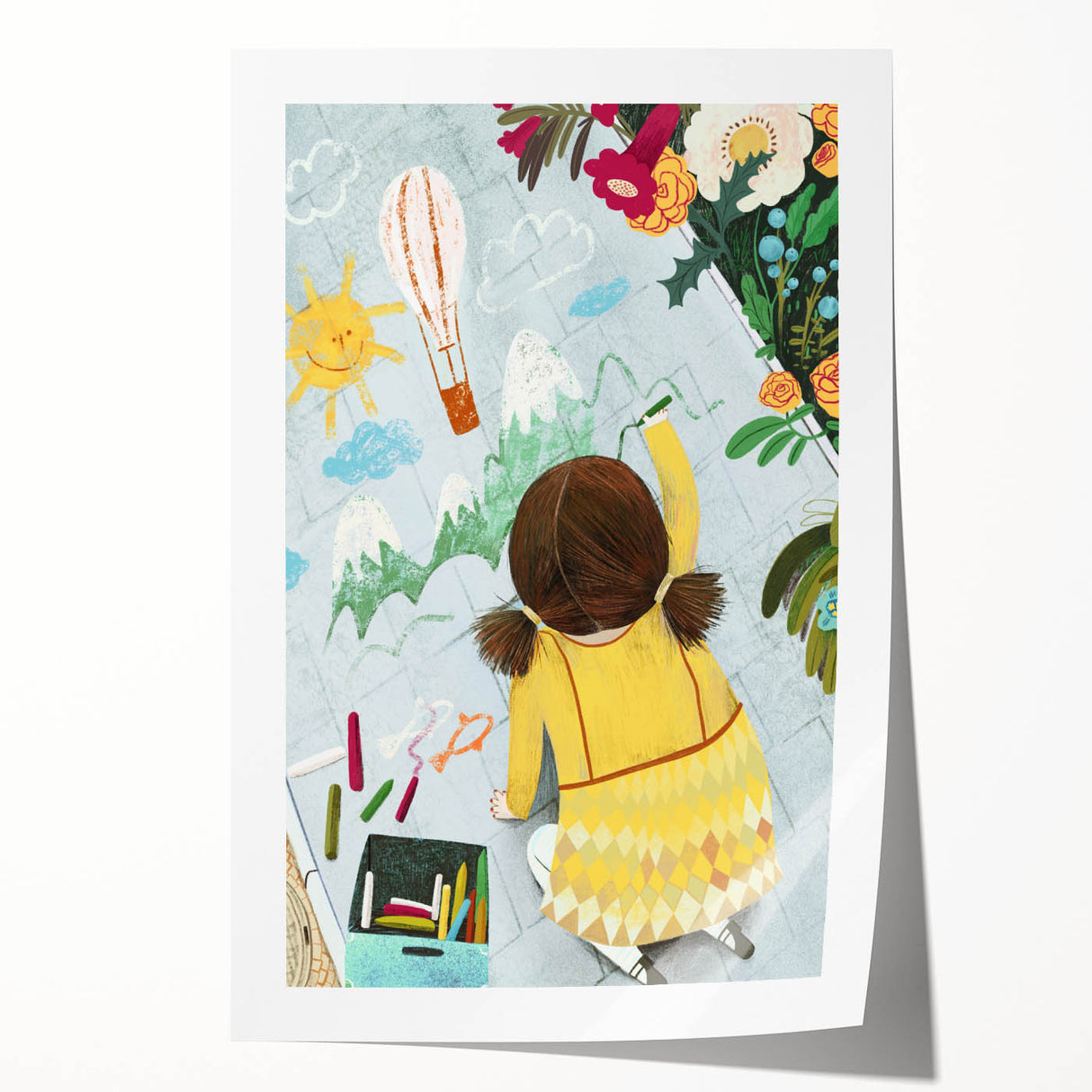 Chalk Drawing Girl Art for Kids - Personalized Kids Art