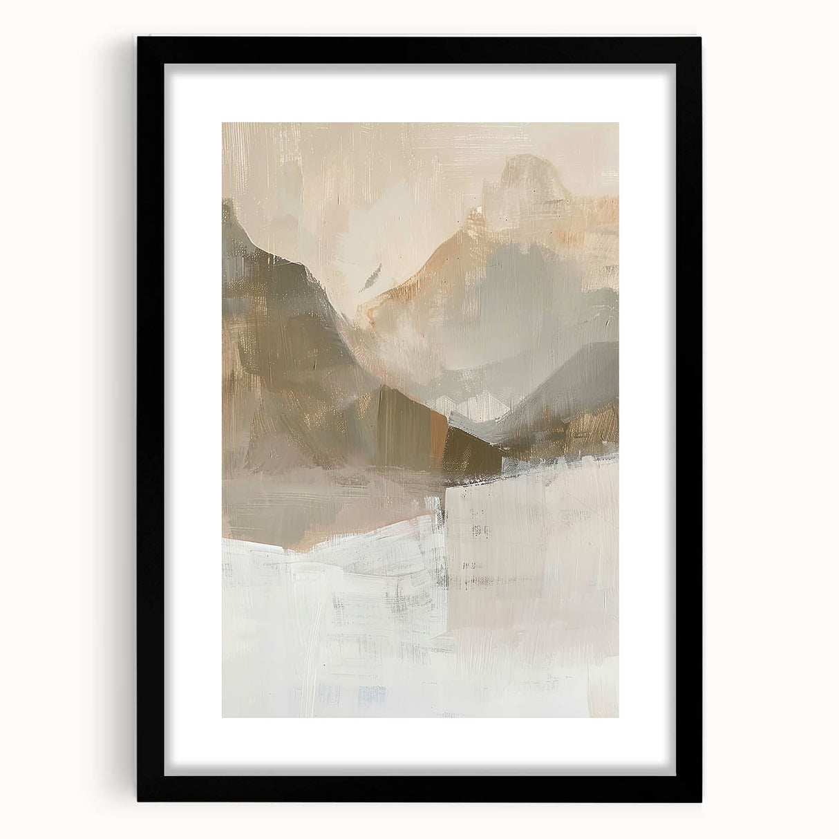 Framed Dining Room Prints – Serene Beige and Brown Landscape