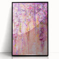 Framed abstract floral artwork in vibrant colors, featuring intricate designs and a sleek black frame, perfect for modern home decor.