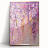 Framed acrylic artwork showcasing vibrant abstract floral designs in gold tones, perfect for modern home decor. Ideal centerpiece for living spaces or offices.