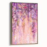 Abstract floral wall art in gold framed canvas, showcasing vibrant colors and intricate designs, ideal for modern decor, enhancing any living space with elegance.