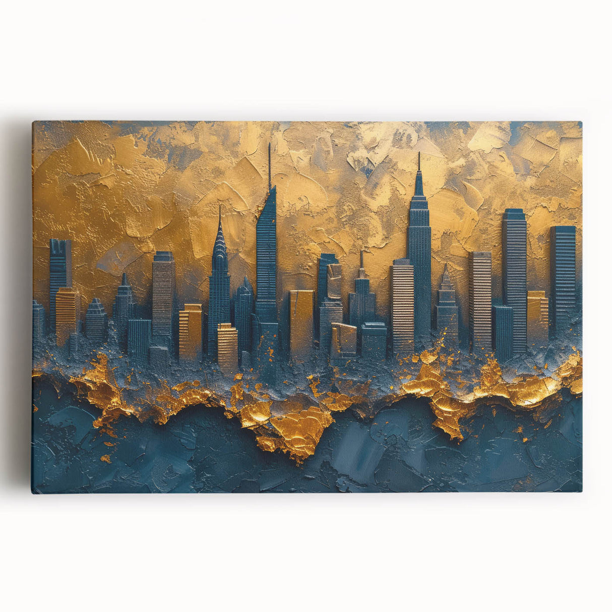 Abstract landscape wall art on stretched canvas, showcasing vibrant colors and fluid shapes, perfect for modern home decor. Ideal for adding a creative touch to living spaces.
