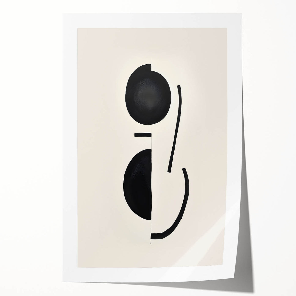 Abstract minimalist wall art print showcasing soft pastel colors and geometric shapes, rolled and ready for display, emphasizing modern decor style.