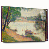 Gray Weather by Seurat: Serene Pointillist River Landscape Wall Art