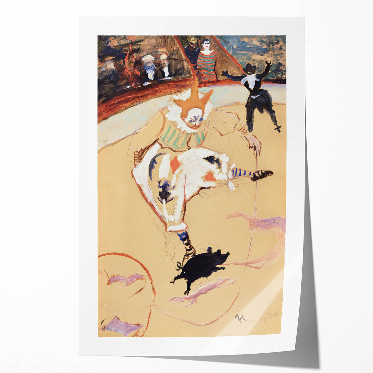 At the Circus - Playful Clown Art Print by Henri de Toulouse-Lautrec