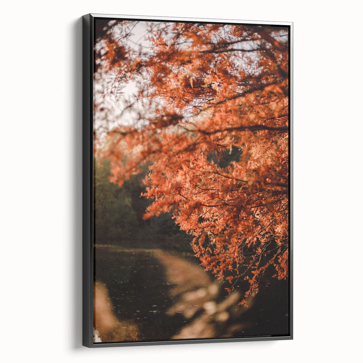 Black and white framed canvas depicting a vintage landscape scene, ideal for bedroom wall art.