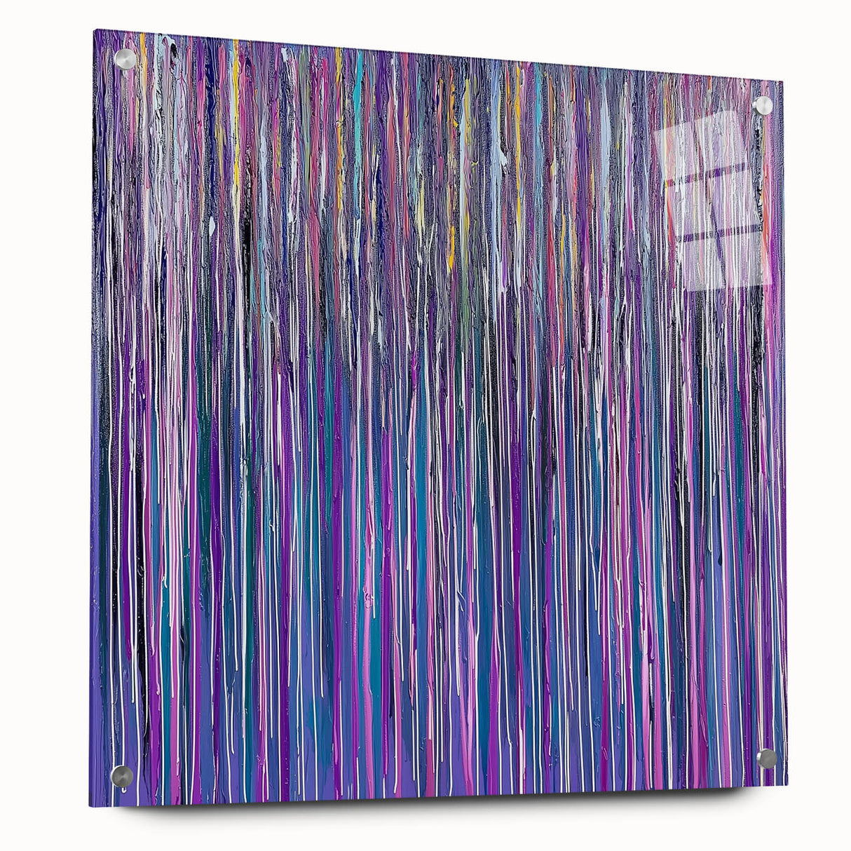 Acrylic Dining Room Artwork – Vibrant Purple and Blue Drip Art