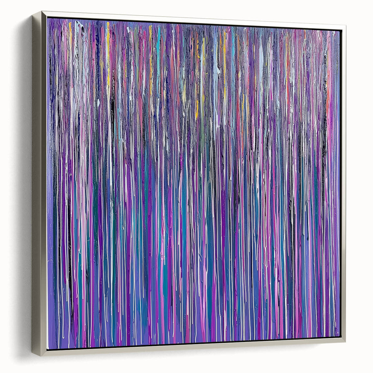 Acrylic Dining Room Artwork – Vibrant Purple and Blue Drip Art