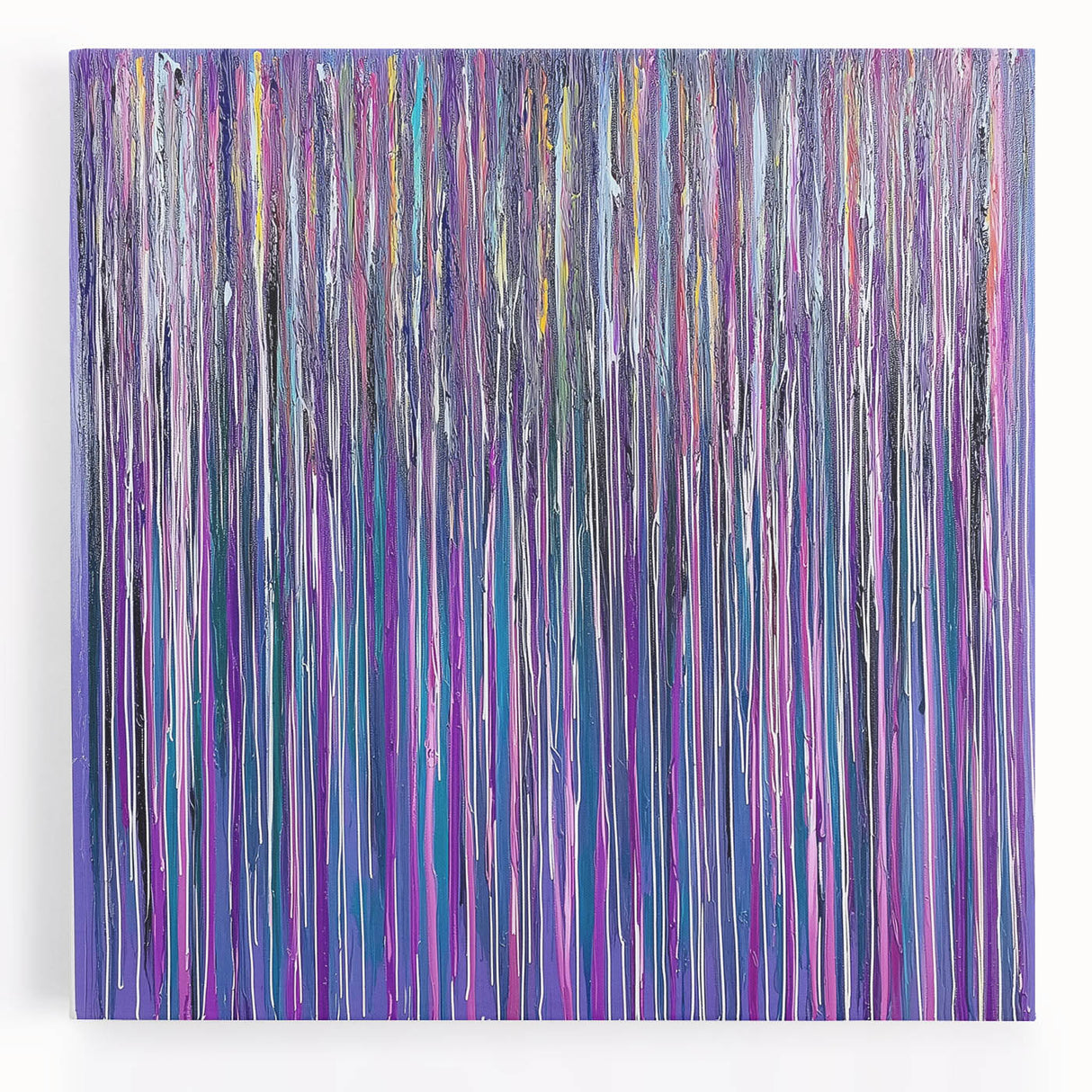 Acrylic Dining Room Artwork – Vibrant Purple and Blue Drip Art