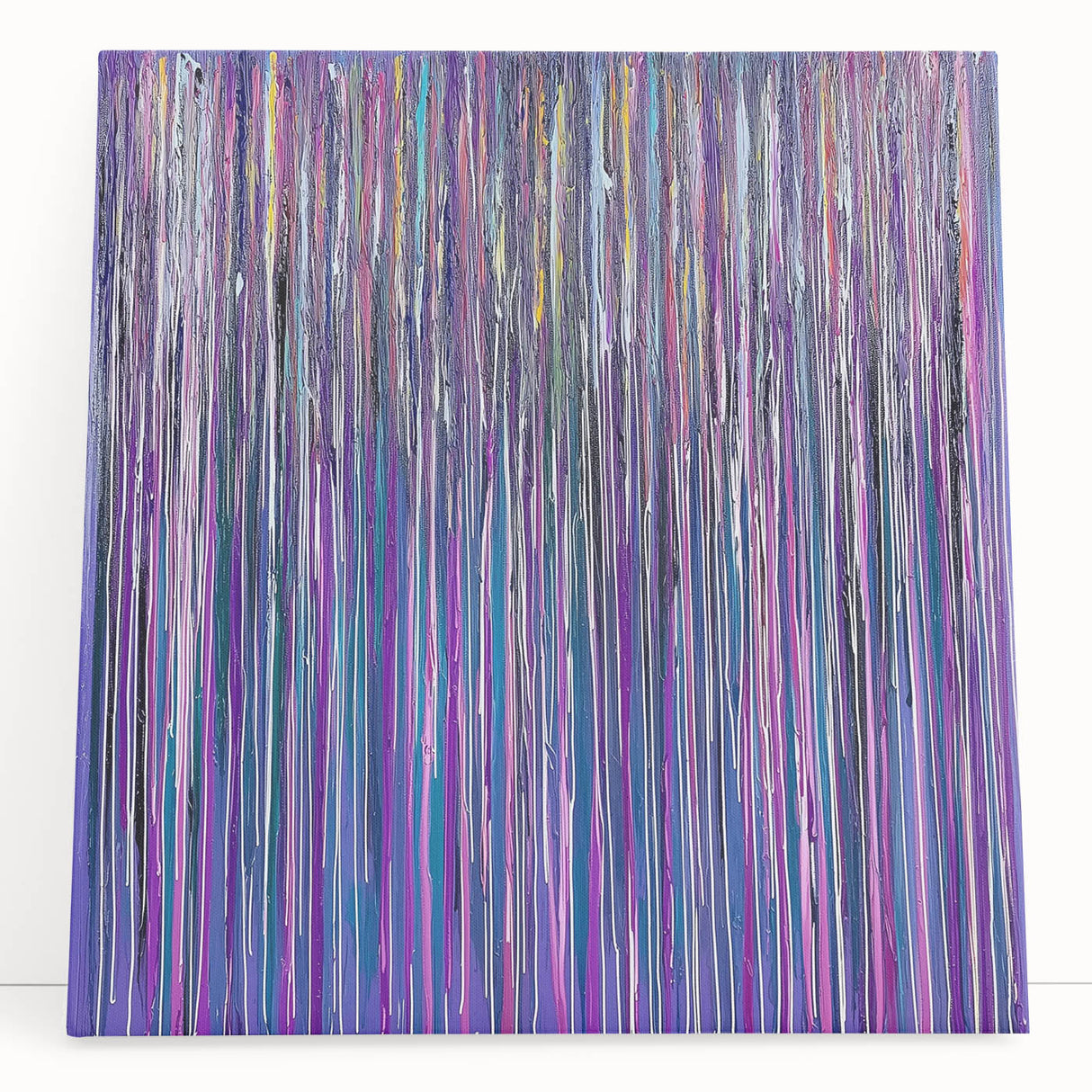 Acrylic Dining Room Artwork – Vibrant Purple and Blue Drip Art
