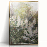 Framed acrylic artwork showcasing vibrant abstract floral designs in gold tones, ideal for modern home decor. Perfect for adding elegance to living spaces.