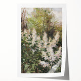 Vibrant abstract floral design rolled print showcasing bold colors like teal, pink, and gold, ideal for modern home decor, presented in a protective tube.