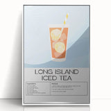 Mid-century modernist art featuring a minimalist food and drink design in pastel shades on a white acrylic framed poster.