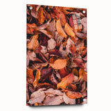 Large abstract wall art on acrylic glass depicting vibrant fall colors, ideal for bedroom or dining room decor.