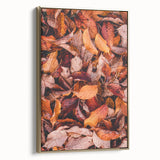 Framed canvas featuring a vintage-style landscape painting with autumn trees in gold and black tones.