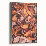 Framed canvas featuring a vintage-style landscape art painting with colorful autumn trees against a muted black background.
