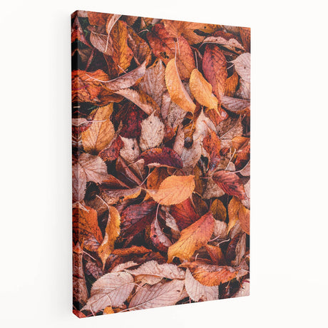 Large art depicting a fall scene with warm orange and red leaves on a stretched canvas, ideal for kitchen wall art.