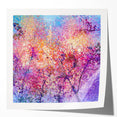 Abstract floral design printed on a glossy canvas, showcasing vibrant colors and intricate patterns, ideal for modern home decor or art enthusiasts.