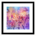 Abstract floral frame with a black mat, showcasing intricate design details and vibrant colors, perfect for modern home decor and art enthusiasts. Ideal for adding a touch of elegance to any space.