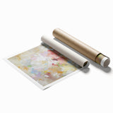 Abstract floral design rolled print showcasing vibrant colors and intricate patterns, ideal for home decor or art display, packaged securely in a protective tube.
