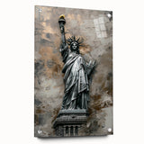 Abstract landscape wall art displayed in a side view, featuring vibrant colors and textures, mounted with pins on a sleek acrylic glass frame, ideal for modern decor.