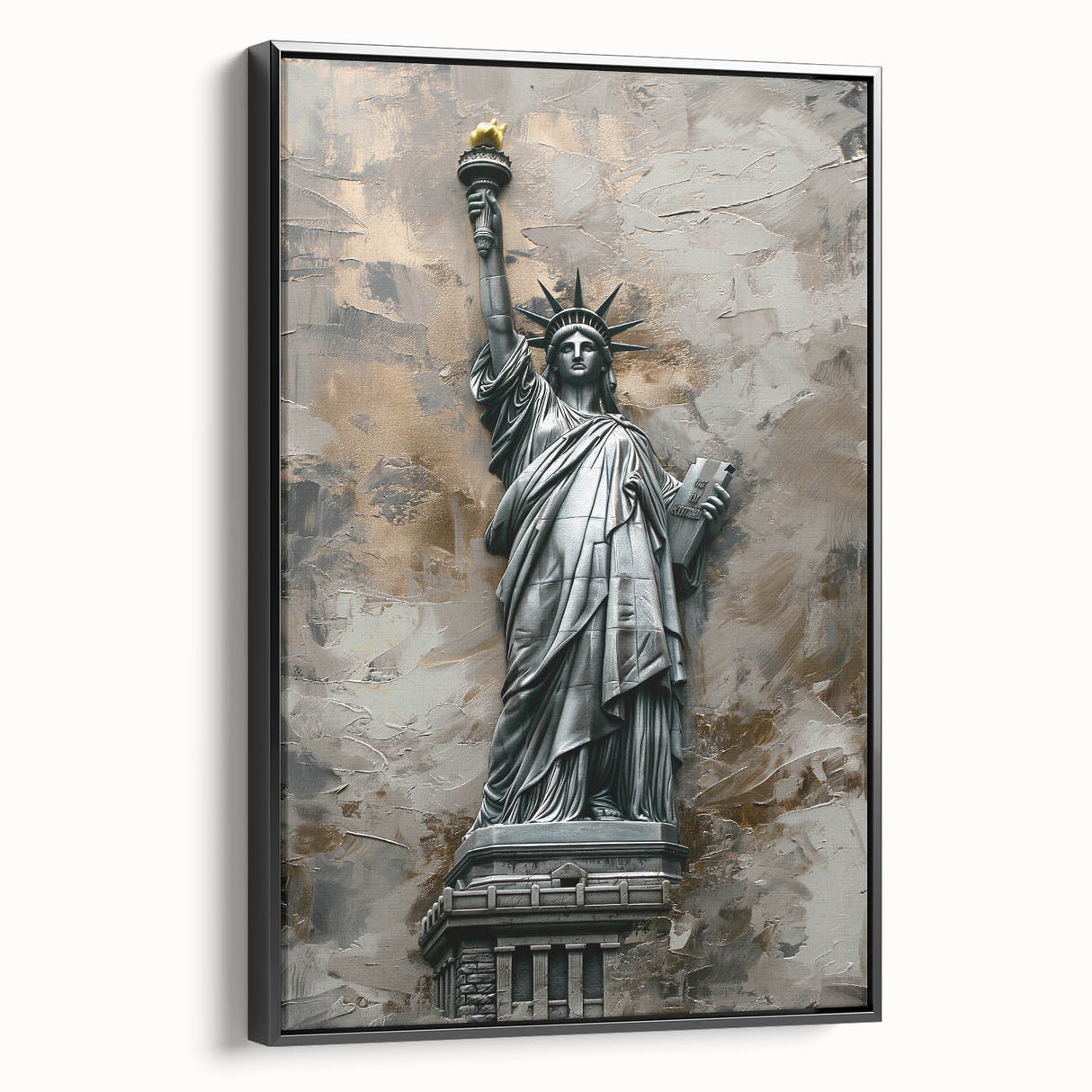 Framed black canvas wall art showcasing an abstract landscape design with vibrant colors and dynamic shapes, perfect for modern home decor.