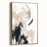Framed abstract minimalist wall art in gold tones, showcasing a sleek design with clean lines, perfect for modern decor. Ideal for enhancing home aesthetics.