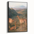 Realism Art Prints - Peaceful Vicuñas in Mountain Landscape on Canvas