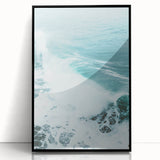 Large abstract wall art in black and white tones on acrylic, framed, reflecting mid-century modernist style.