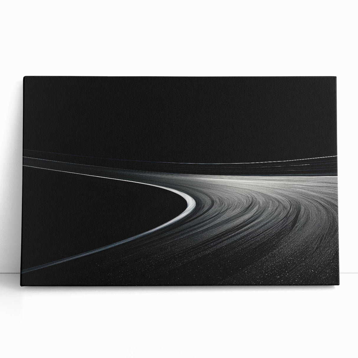 Monochrome Curved Road Wall Art – Minimalist Motion Photography