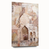 Abstract architectural wall art displayed in a sleek acrylic frame, showcasing geometric patterns in vibrant colors. The side view highlights its modern design, perfect for contemporary decor.