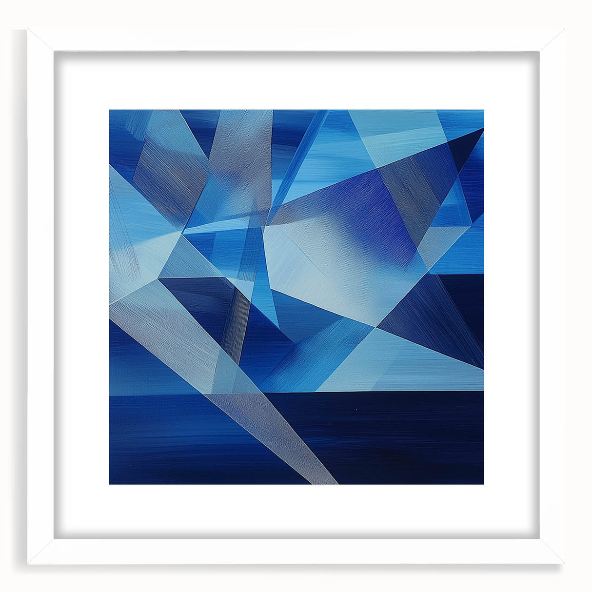 Abstract geometric frame with a white mat, showcasing a modern design that enhances any interior decor. Perfect for minimalist or contemporary settings.