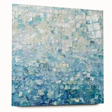 Abstract acrylic glass artwork showcasing vibrant splatters in a side view, emphasizing its colorful design and glossy finish, ideal for modern decor.