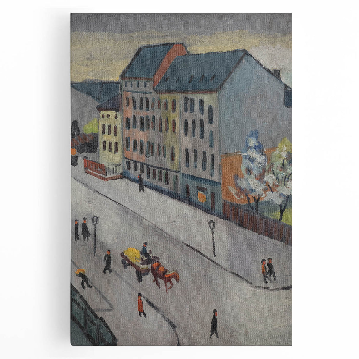 Expressionist Urban Scene – Serene Abstract Street Canvas Wall Art