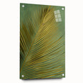 Acrylic wall art showcasing a vibrant floral design with botanical leaves, displayed in a side view with pins for mounting, perfect for adding color to any room.
