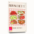 Acrylic glass wall art featuring an array of colorful food dishes, ideal for dining room decor.