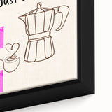 Close-up of textured black wall art featuring colorful, inspirational food-related words on a framed canvas.