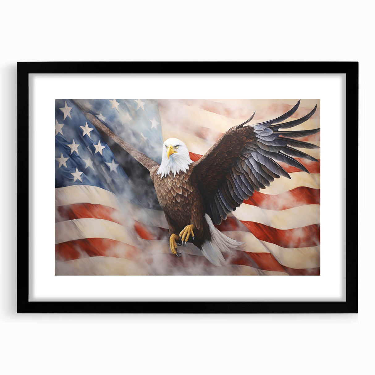 Majestic Bald Eagle & Flag - Independence Day Wall Art
