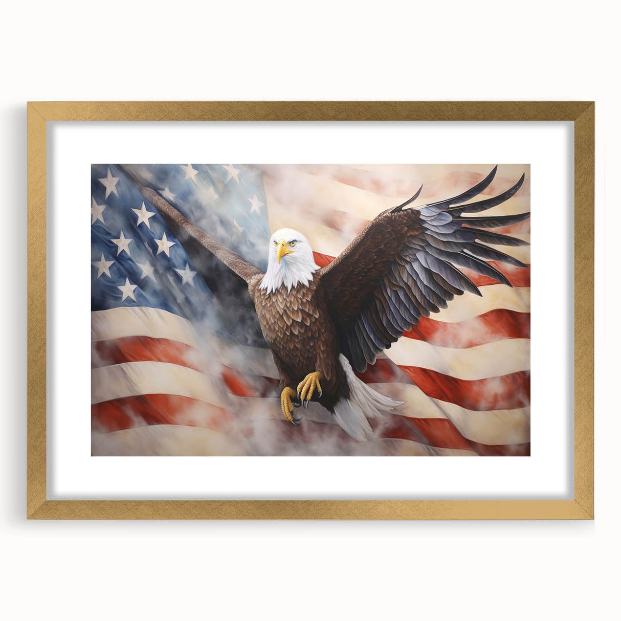 Majestic Bald Eagle & Flag - Independence Day Wall Art