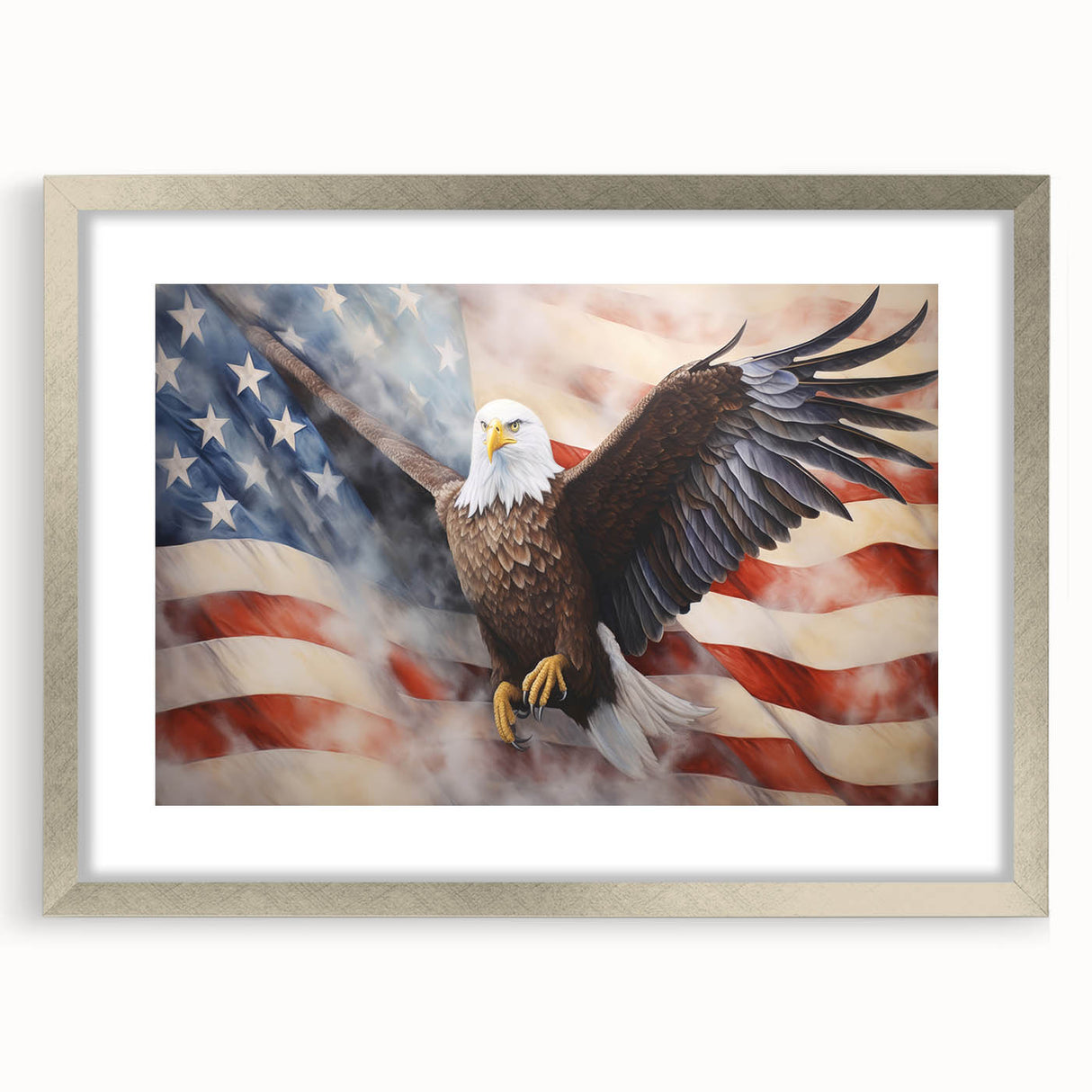 Majestic Bald Eagle & Flag - Independence Day Wall Art