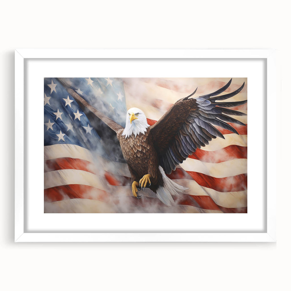 Majestic Bald Eagle & Flag - Independence Day Wall Art