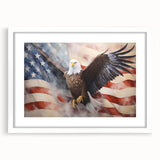 Majestic Bald Eagle & Flag - Independence Day Wall Art