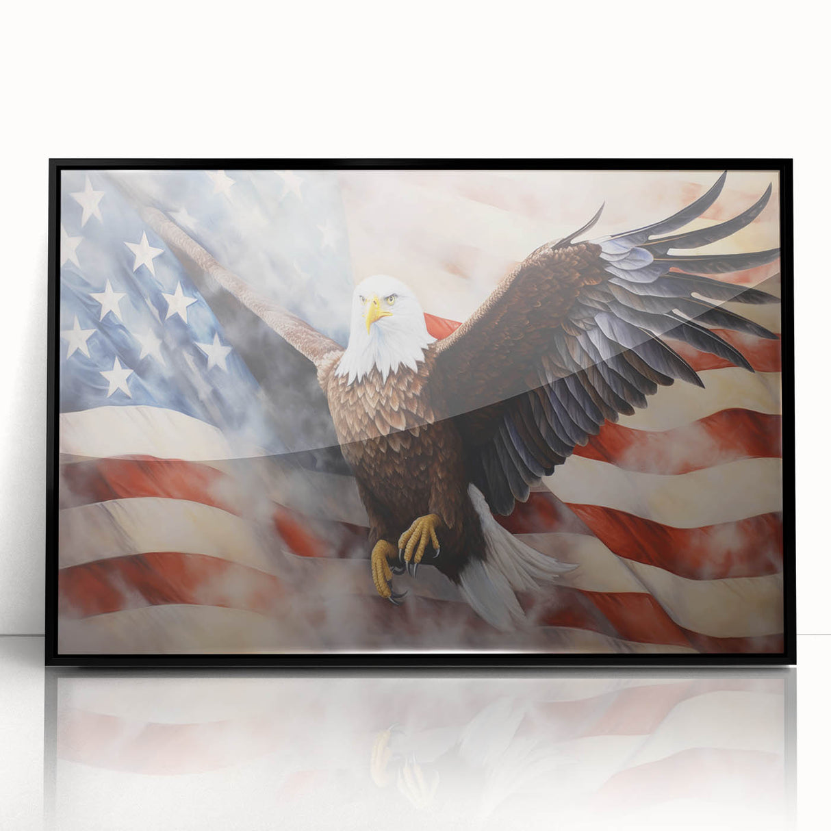 Majestic Bald Eagle & Flag - Independence Day Wall Art