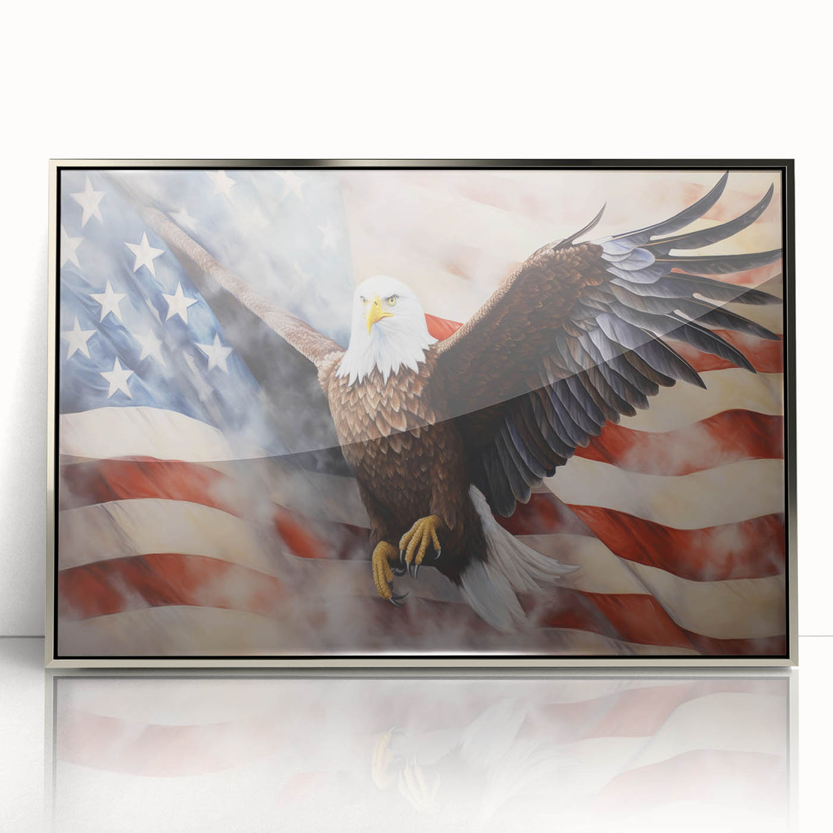 Majestic Bald Eagle & Flag - Independence Day Wall Art