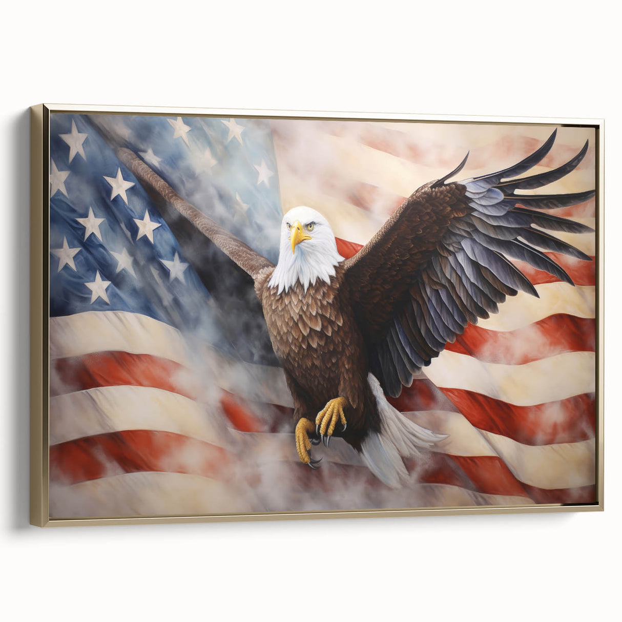 Majestic Bald Eagle & Flag - Independence Day Wall Art