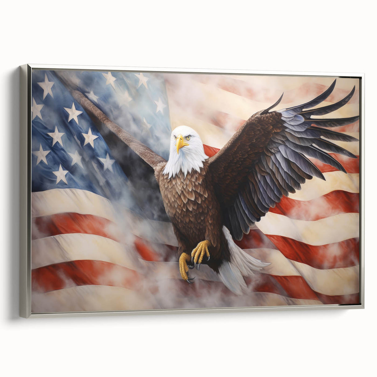 Majestic Bald Eagle & Flag - Independence Day Wall Art