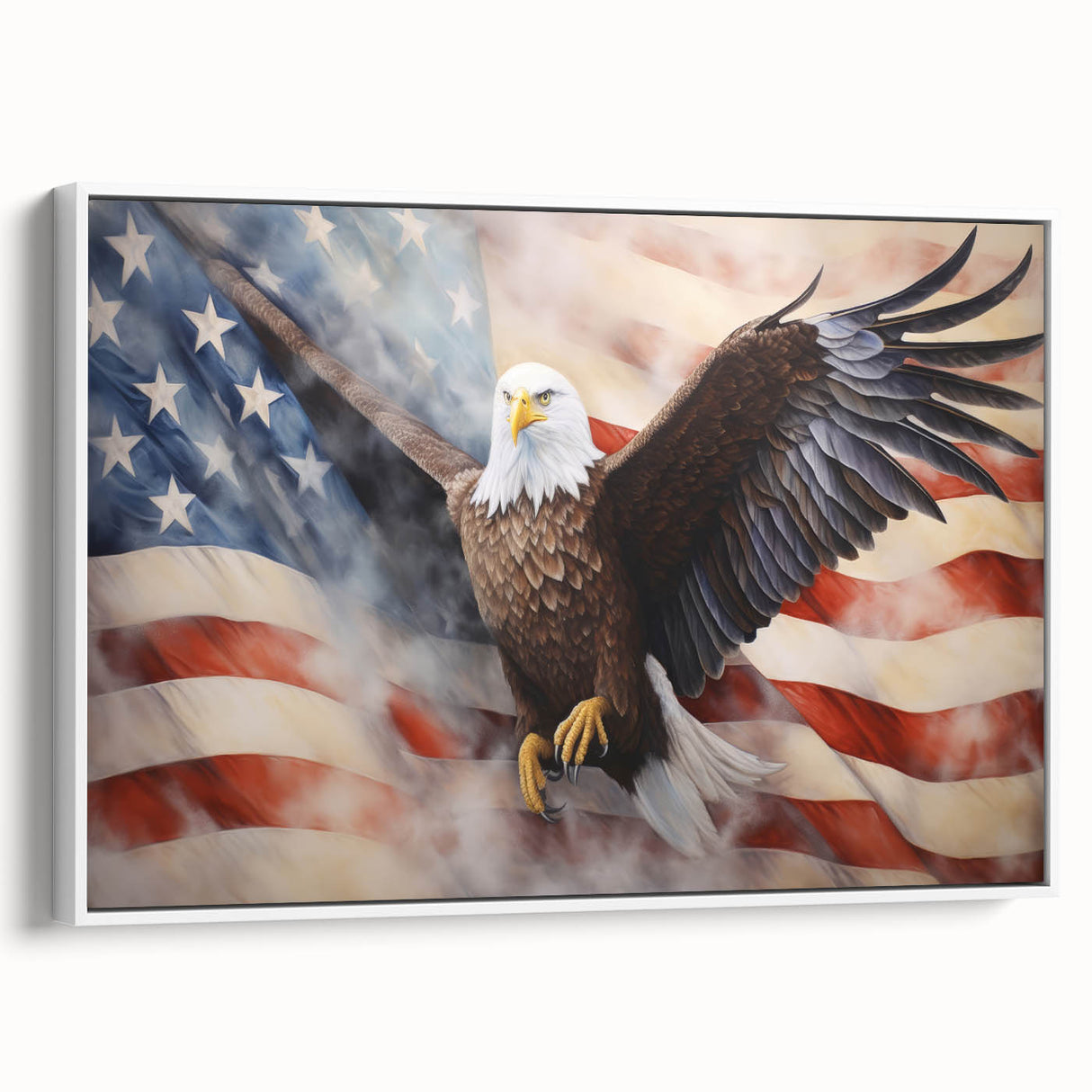 Majestic Bald Eagle & Flag - Independence Day Wall Art