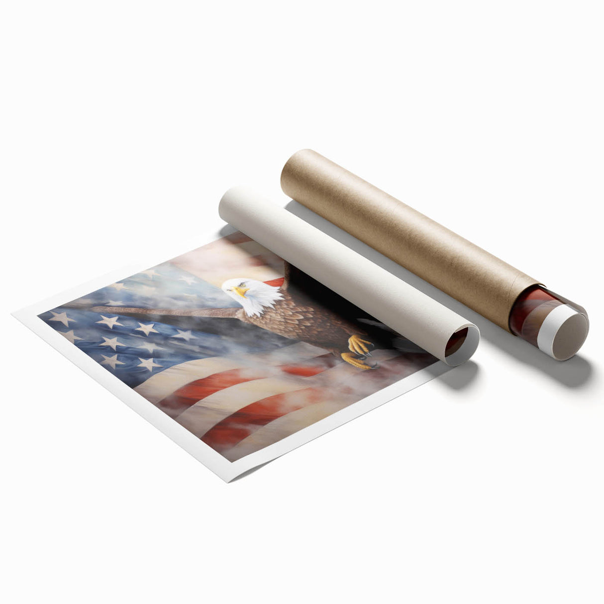 Majestic Bald Eagle & Flag - Independence Day Wall Art