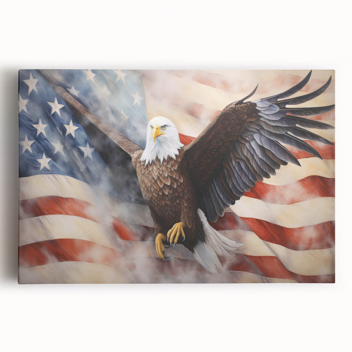 Majestic Bald Eagle & Flag - Independence Day Wall Art